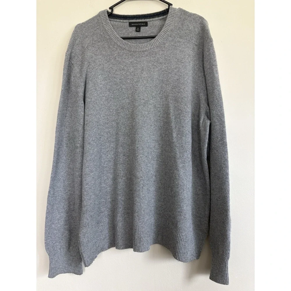 Banana Republic Extra Fine Merino‎ Blend Crew Neck Sweater Gray Mens XL